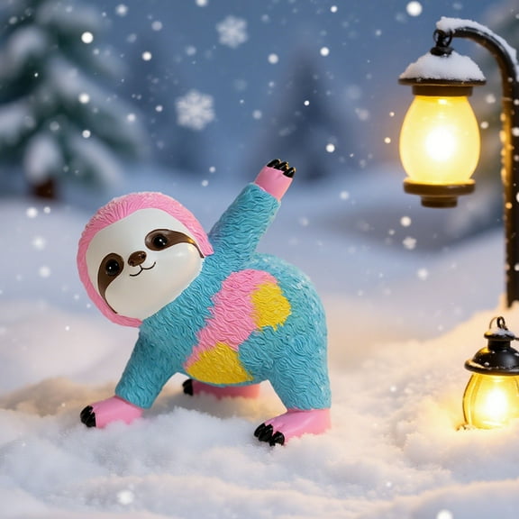 Colorful Sloth Figurine Resin Decor – Lively Desktop Ornament for Living Room Bookshelf, Desk Accent Statue, Bright Multicolor Home Decoration Gift