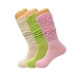 thumbnail image 1 of Colorful Slouch Socks 3 Pairs Scrunch Knee Socks Shoe Size 5-10 (Ecru - Lemon Green - Pink), 1 of 13
