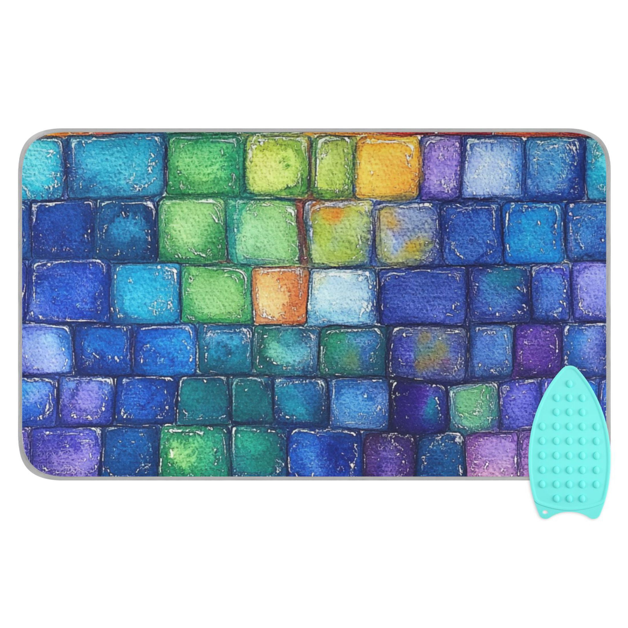 Colorful Small Square Ironing Mat Blanket for Table Top Travel Portable Ironing Board Pad 47.2x27.6 Inch