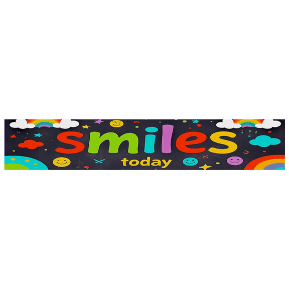Colorful Smiles Today Banner with Rainbow Clouds Stars and Emojis Party Background Decorations Backdrop for Kids Party Family Gathering Photo Booth Fun Events Celebrations