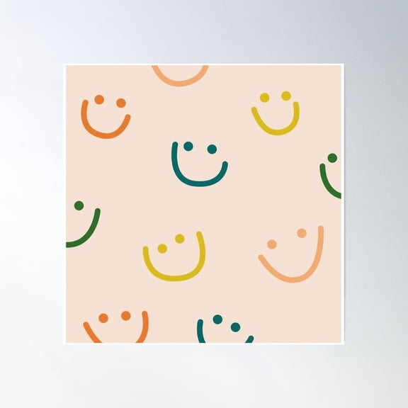 Colorful Smiley Faces Poster Wall Art, Modern Wall Decor, 8x12 UNFRAMED