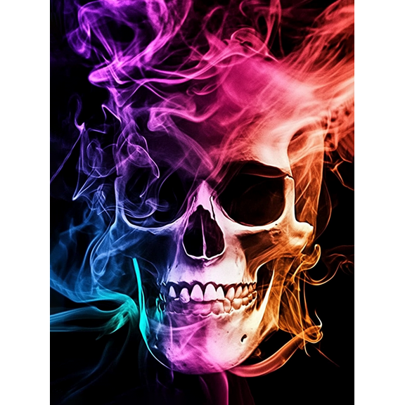 Colorful Smoke Skull Decorative Painting/Canvas Art Perfect for Living Room Bedroom Office Bar Gaming Room Studio Dorm and Halloween Decoration Spooky Skull Wall Art Gothic Home Decor.
