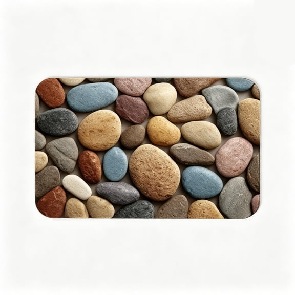 Colorful Smooth Pebble Floor Mat Natural Stone Bathroom Rug