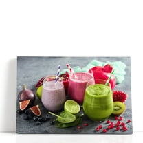 Colorful Smoothies & Fruits - Wrapped Canvas Print Wall Art | 18" W x 12" H