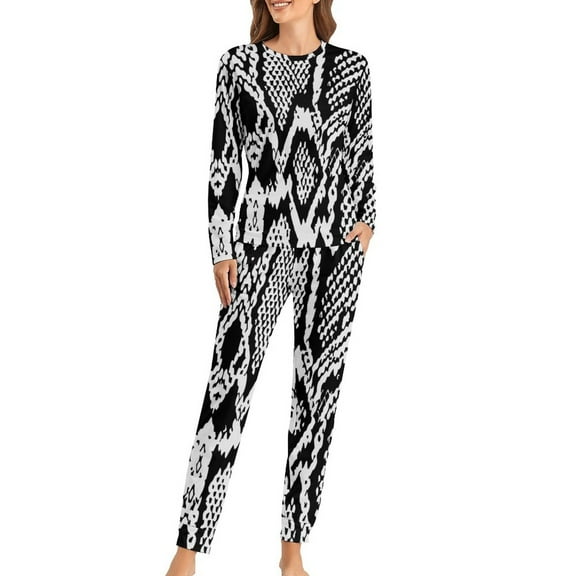 Colorful Snakeskin Pajamas Shiny Blue Print Warm Pajama Set Female 2 Pieces Room Oversized Graphic Nightwear Birthday Gift