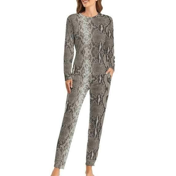 Colorful Snakeskin Pajamas Shiny Blue Print Warm Pajama Set Female 2 Pieces Room Oversized Graphic Nightwear Birthday Gift