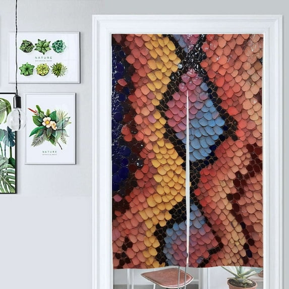 Colorful Snakeskin Patterned Texture Door Curtain Nordic Living Room DoorCurtain Porch Partition Curtain Kitchen Rative Half Curtain