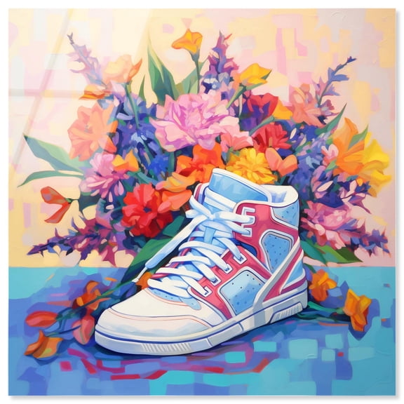 Colorful Sneaker Bouquet II Acrylic Sneaker Wall Art by Art Remedy, Ready to Hang, 16 x 16