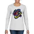 thumbnail image 1 of Colorful Sneakers Chucks Streetwear Womens Graphic Long Sleeve T-Shirt, White, Large, 1 of 3