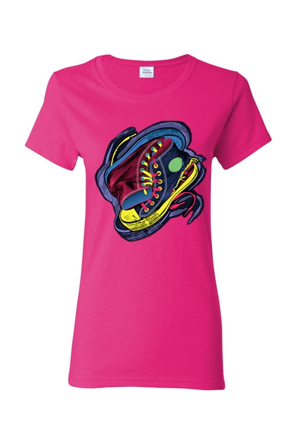 Colorful Sneakers Chucks Streetwear Womens Graphic T-Shirt, Fuschia, Small