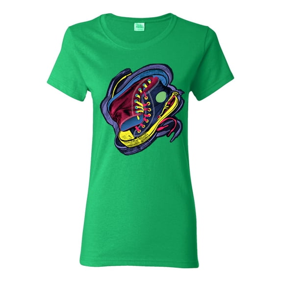 Colorful Sneakers Chucks Streetwear Womens Graphic T-Shirt, Kelly, 3XL