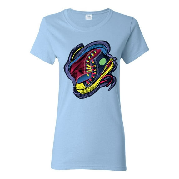 Colorful Sneakers Chucks Streetwear Womens Graphic T-Shirt, Light Blue, 3XL