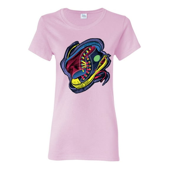 Colorful Sneakers Chucks Streetwear Womens Graphic T-Shirt, Light Pink, 3XL