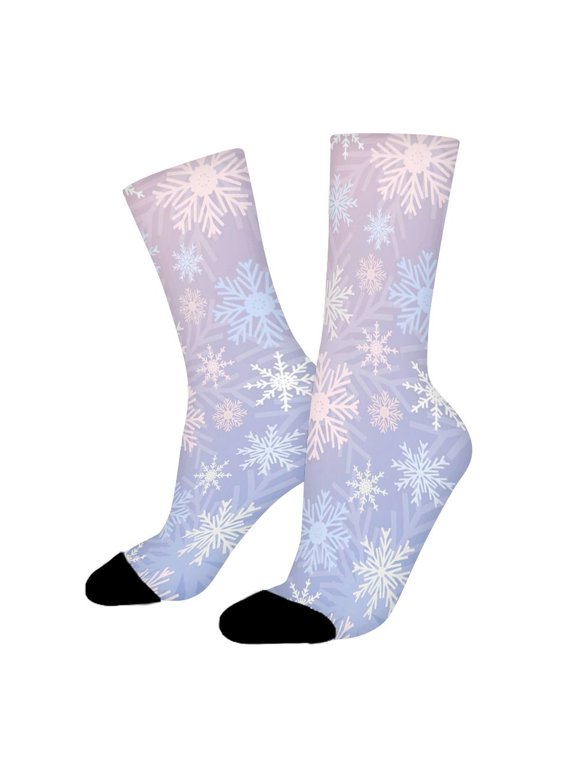Colorful Snowflakes Funny Novelty Crew Socks for Women Men Sports