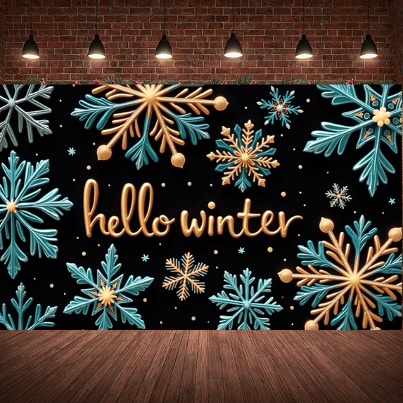 Colorful Snowflakes Winter Banner Holiday Greetings Seasonal Decoration Chill Celebration for Winter Event Festive Party Indoor Decoration