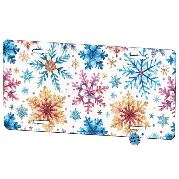 Colorful Snowflakes Winter Metal Novelty License Plate