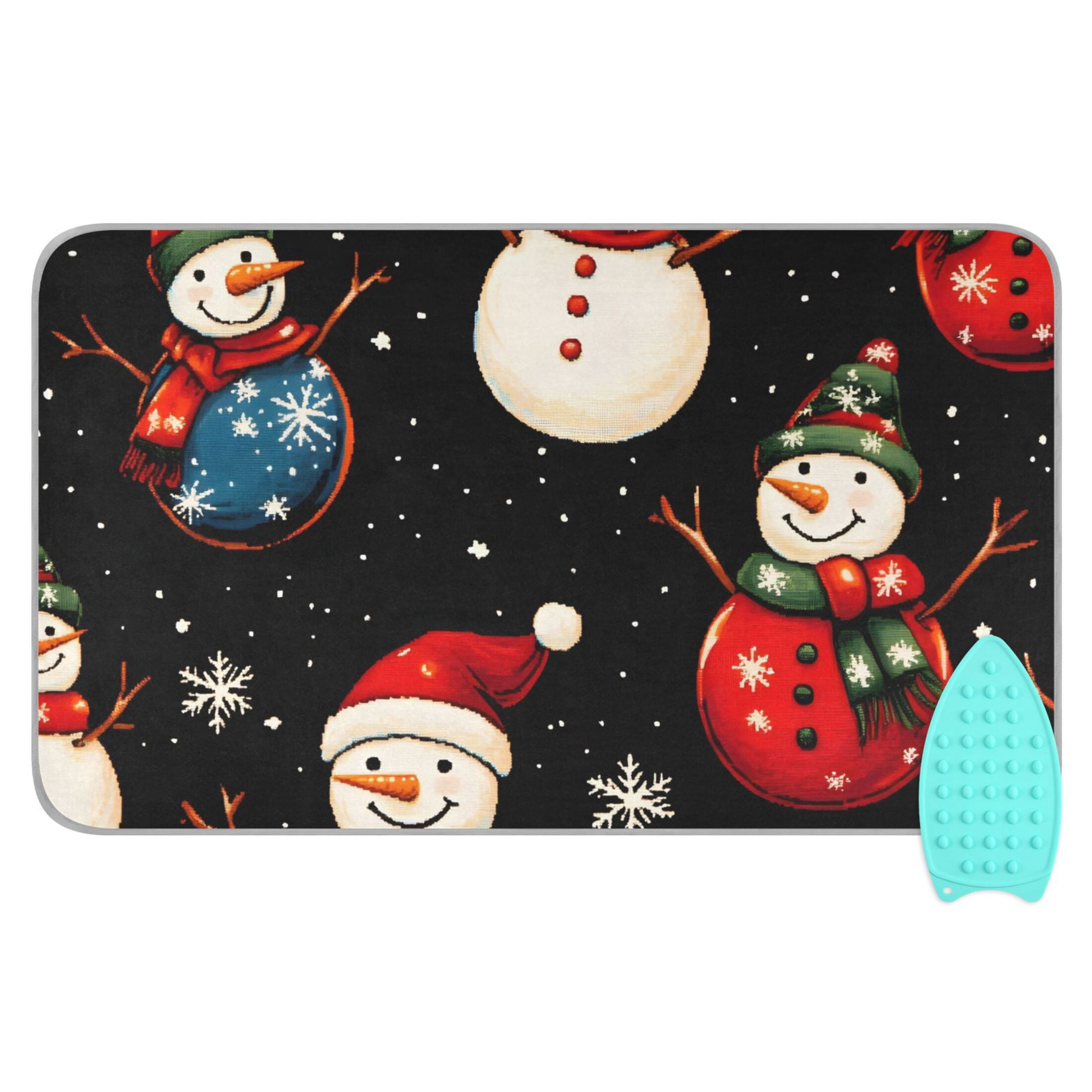 Colorful Snowman Ironing Mat Blanket for Table Top Travel Portable Ironing Board Pad 47.2x27.6 Inch