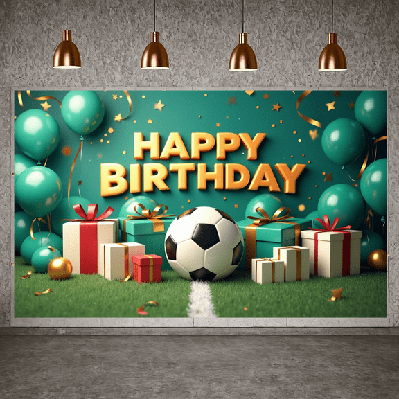 Colorful Soccer Birthday Banner Football Party Decorative Design for Birthday Party Kids Celebration Indoor Outdoor