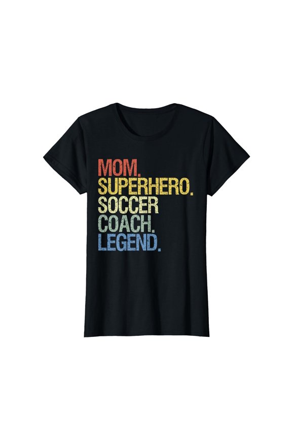 Colorful Soccer Coach Mom T-Shirt - Celebrate Your Superhero Spirit on the Field