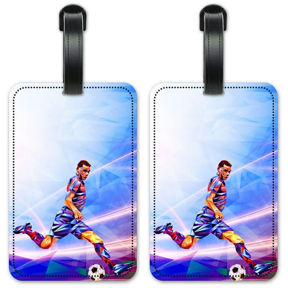 Colorful Soccer Player - Luggage ID Tags / Suitcase Identification Cards - Set of 2