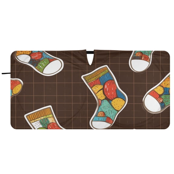 Colorful Socks Car Windshield Sun Shade Foldable Front Window Shades Cover Sun Visor Shield Block
