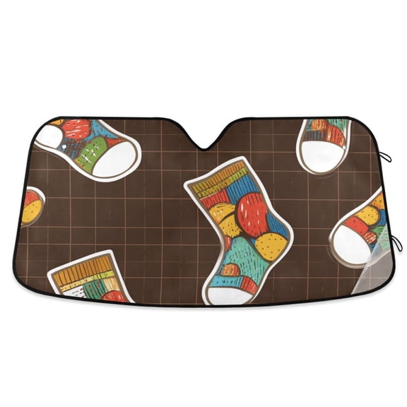Colorful Socks Car Windshield Sun Shade Reflector Sunshade Foldable for Front Keeps Vehicle Cool