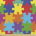 thumbnail image 1 of Colorful Sofa Upholstery Fabric by the Yard, Theme Inspired Rainbow Colored Jigsaw Puzzle Parts Covered Illustration, Decorative Fabric for DIY and Home Accents, Multicolor by Ambesonne, 1 of 5