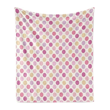 Colorful Soft Flannel Fleece Blanket, Circles with Checked Striped and Dots Pattern Soft Colors Geometric Illustration, Cozy Plush for Indoor and Outdoor Use, 50" x 60", Multicolor, by Ambesonne