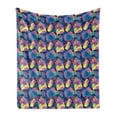 thumbnail image 1 of Colorful Soft Flannel Fleece Blanket, Continuous Design of Abstract Geometric Patterns in Graffiti Drawing Style, Cozy Plush for Indoor and Outdoor Use, 50" x 70", Indigo Multicolor, by Ambesonne, 1 of 5