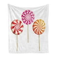 thumbnail image 1 of Colorful Soft Flannel Fleece Blanket, Realistic Sugary Treats on Sticks Spiral Round Lolly Pops Delicious Tasty Snacks, Cozy Plush for Indoor and Outdoor Use, 50" x 70", Multicolor, by Ambesonne, 1 of 5