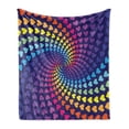 thumbnail image 1 of Colorful Soft Flannel Fleece Blanket, Whirlpool of Little Hearts in Rainbow Colors Retro Style Psychedelic Love Romance, Cozy Plush for Indoor and Outdoor Use, 60" x 80", Multicolor, by Ambesonne, 1 of 5