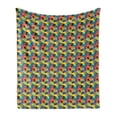 thumbnail image 1 of Colorful Soft Flannel Fleece Throw Blanket, Abstract Art Pattern with Hand Drawn Textures Leaves and Curves in Vivid Colors, Cozy Plush for Indoor and Outdoor Use, 50" x 60", Multicolor, by Ambesonne, 1 of 5