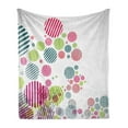thumbnail image 1 of Colorful Soft Flannel Fleece Throw Blanket, Abstract Pattern with Striped Different Colored Spots Dots Cheerful Fun, Cozy Plush for Indoor and Outdoor Use, 50" x 60", Multicolor, by Ambesonne, 1 of 5