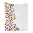 thumbnail image 1 of Colorful Soft Flannel Fleece Throw Blanket, Alphabet Background Design with Letter Words Literature Textured Fun Print, Cozy Plush for Indoor and Outdoor Use, 50" x 70", Multicolor, by Ambesonne, 1 of 5