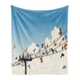 thumbnail image 1 of Colorful Soft Flannel Fleece Throw Blanket, Animal Theme Silhouettes of Colorful Birds Roosting on Telegraph Wires Pattern, Cozy Plush for Indoor and Outdoor Use, 50" x 60", Multicolor, by Ambesonne, 1 of 5