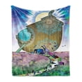 thumbnail image 1 of Colorful Soft Flannel Fleece Throw Blanket, Animals of the World Old Story on Night Sea Mandala Patterns Art Work, Cozy Plush for Indoor and Outdoor Use, 50" x 60", Multicolor, by Ambesonne, 1 of 6