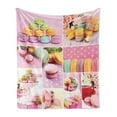 thumbnail image 1 of Colorful Soft Flannel Fleece Throw Blanket, Collage of Tasty Macaroons Delicious French Desert Napkins Dots Kitchen Theme, Cozy Plush for Indoor and Outdoor Use, 70" x 90", Multicolor, by Ambesonne, 1 of 5
