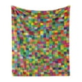 thumbnail image 1 of Colorful Soft Flannel Fleece Throw Blanket, Continuing Layout of Rectangular Pieces Scattered Artwork Speckles Composition, Cozy Plush for Indoor and Outdoor Use, 50" x 60", Multicolor, by Ambesonne, 1 of 5