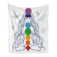 thumbnail image 1 of Colorful Soft Flannel Fleece Throw Blanket, Girl in Lotus Colorful Stones Yoga Relax Theme Oriental, Cozy Plush for Indoor and Outdoor Use, 70" x 90", Multicolor, by Ambesonne, 1 of 5