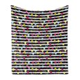 thumbnail image 1 of Colorful Soft Flannel Fleece Throw Blanket, Hand Drawn Grunge Inspired Composition of Circles and Dots on Stripped Backdrop, Cozy Plush for Indoor and Outdoor Use, 60" x 80", Multicolor, by Ambesonne, 1 of 5