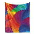 thumbnail image 1 of Colorful Soft Flannel Fleece Throw Blanket, Modern Gradient Dash Sea Shell Inspired Wavy Dimension Palette Stripes Artisan, Cozy Plush for Indoor and Outdoor Use, 50" x 60", Multicolor, by Ambesonne, 1 of 5