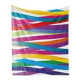 thumbnail image 1 of Colorful Soft Flannel Fleece Throw Blanket, Multicolor Ribbon Style Abstract Design Vivid Rainbow Pattern Expression, Cozy Plush for Indoor and Outdoor Use, 50" x 70", Multicolor, by Ambesonne, 1 of 5