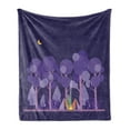 thumbnail image 1 of Colorful Soft Flannel Fleece Throw Blanket, Night at Campsite Scene in the Forest Woodland Under Moon Sky, Cozy Plush for Indoor and Outdoor Use, 60" x 80", Dark Purple Lilac Violet, by Ambesonne, 1 of 5