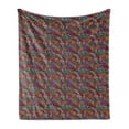 thumbnail image 1 of Colorful Soft Flannel Fleece Throw Blanket, Oriental Design of Botanical Items Eyes and Geometric Shapes Feels, Cozy Plush for Indoor and Outdoor Use, 70" x 90", Multicolor, by Ambesonne, 1 of 5