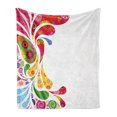 thumbnail image 1 of Colorful Soft Flannel Fleece Throw Blanket, Paisley Leaves with Floral Elements Inside Carnival Inspired Retro Design Print, Cozy Plush for Indoor and Outdoor Use, 70" x 90", Multicolor, by Ambesonne, 1 of 5