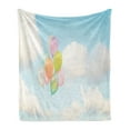 thumbnail image 1 of Colorful Soft Flannel Fleece Throw Blanket, Pastel Balloons Flying up Into Sky and Clouds in Valentine Wedding Concept, Cozy Plush for Indoor and Outdoor Use, 50" x 60", Multicolor, by Ambesonne, 1 of 5