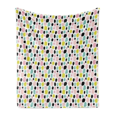 Colorful Soft Flannel Fleece Throw Blanket, Pastel Colored Spotty Pattern with Brush Strokes Hand Drawn Style Dots, Cozy Plush for Indoor and Outdoor Use, 50" x 70", Multicolor, by Ambesonne