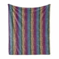 thumbnail image 1 of Colorful Soft Flannel Fleece Throw Blanket, Retro Colored Diagonal Lines Forming a Chevron Triangles Zig Zag Pattern Print, Cozy Plush for Indoor and Outdoor Use, 60" x 80", Multicolor, by Ambesonne, 1 of 5