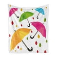 thumbnail image 1 of Colorful Soft Flannel Fleece Throw Blanket, Several Sized Umbrella Motif with Leaf Droplets Water Climate Security Design, Cozy Plush for Indoor and Outdoor Use, 50" x 60", Multicolor, by Ambesonne, 1 of 5