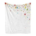 thumbnail image 1 of Colorful Soft Flannel Fleece Throw Blanket, Small Dots Like Party Celebration Print on White Backdrop Retro Style Art, Cozy Plush for Indoor and Outdoor Use, 60" x 80", Multicolor, by Ambesonne, 1 of 5